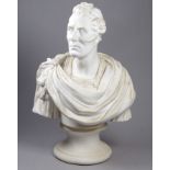 A Parian figure of The Duke of Wellington - dressed as a Roman senator, raised on a socle base,
