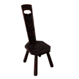 A 20th century carved oak spinning chair - of typical form, the seat with canted corners and