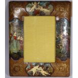 A tooled leather and composition picture/photograph frame - decorated with historical figures and