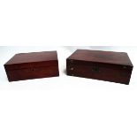 A mid 19th century mahogany writing slope - the lid with vacant cartouche and brass binding, the