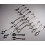 Eighteen Rolex teaspoons - stamped with various Swiss towns (18)