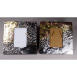 WHITTLE Kerry - two textured metal photograph frames, sight size 8.5 x 5.5cm, overall size 14.2 x