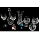 A Stuart Crystal cut glass flower vase - of waisted baluster form, height 25cm, together with a