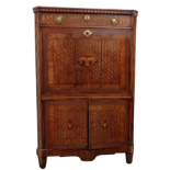 A late 18th century mahogany and inlaid escritoire - possibly French, with canted corners, the
