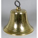 A late 19th century brass ship's bell - height 18cm.