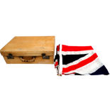 A 2½ yard Union flag - together with a vellum suitcase, with watered silk interior, ownership