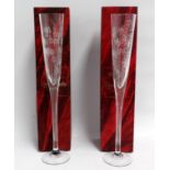 A pair of crystal cut glasses by Royal Brierley - limited edition to commemorate the millennium,