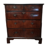 A George II walnut chest of drawers - now in two parts, the cross banded top above an arrangement of