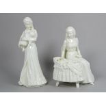 A Royal Worcester blanc de chine figure group 'Mother's Love' - height 18cm, together with another
