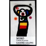 Joan Miro Exhibition poster Galerie Lelong, Paris Framed and glazed Picture size 93 x 54cm Overall