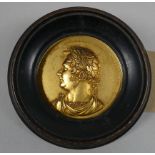 A cliche or uniface - gilt metal of George IV, diameter 6cm.