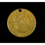 A George III sovereign 1820, drilled.