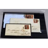 1841 Penny Reds - four stamps on three envelopes.