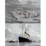 Departing Of The Baltic Fleet From Spithead Steel engraving Framed and glazed Picture size 38 x 53cm