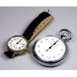 An early 20th century nickel cased gentlemans wristwatch - with luminous Arabic numerals and