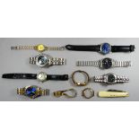 A gentlemans Sekonda wristwatch - the blue dial set out with batons with a date aperture on a
