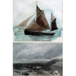 (20th Century British) Cornish Lugger Watercolour Indistinctly signed and dated 86 lower right