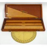 A late 19th century mahogany cased set of Marquois scales - by Cary of London and marked R.F.E