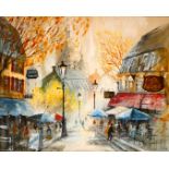 # Ben MAILE (1922-2017) Coffee Houses Montmartre Acrylic on canvas Signed lower left and titled