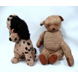 A Merrythought dog 'Puff' - white and black spotted spaniel, label to rear left paw, height 46cm,