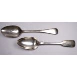 A Victorian silver tablespoon - London 1862, together with another London 1866, weight 149g.