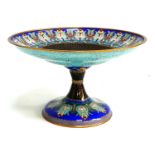 A 20th century Chinese cloisonne tazza - decorated in a foliate design, diameter 24cm.