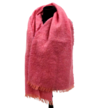 A red mohair scarf - width 46cm, length 188cm, together with another similar in dusky pink.