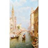 20th century Russian School, Venetian Canal, Oil on canvas, Indisitinctly signed lower left,