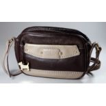 A Radley brown and beige leather bag - with adjustable shoulder strap, width 23cm, height 16.5cm.
