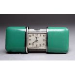 A Mavado Ermeto travel/purse watch - silver cased and jade enamel, the silvered dial set out in