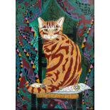 # Jasmine MOORE 20th Century British Wise Ginger Cat Acrylic on board Signed and dated '93 lower
