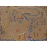 # Attributed to Victor BRAUNER (1903-1966) L'Archechat Conte on brown paper Bearing signature and