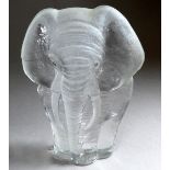 Mats JONASSEN (Swedish b. 1945) a clear glass elephant paperweight for Royal Krona - Model number