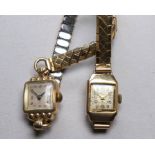 A 9ct yellow gold cased ladies watch head - Accurist on an expanding metal strap, together with