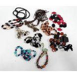 Ten large costume jewellery necklaces.