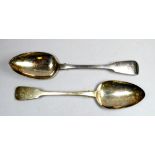 A pair of Georgian silver tablespoons - London 1821, Henry Day, engraved with ownership initial,