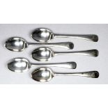 A set of five silver teaspoons - London 1895, Maxfield & Sons, weight 107g.