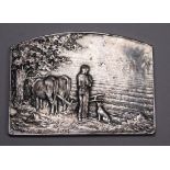 An early 20th century silvered plaque by Georges Dupre (1869-1909) - of arched rectangular form,