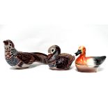 Tonala SANTANA - a pottery glazed bird, width 40cm, together with another similar and a pottery
