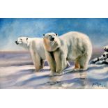# Paul APPS (b. 1958) Polar Bears Acrylic on canvas Signed and dated Sept. '90 lower right Framed