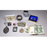A mixed quantity of metalware and sundry items - including a pair of silver cufflinks, a pewter