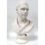 After Sir Francis Chantrey - a plaster bust of Sir Walter Scott, raised on a socle base, height