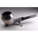 A novelty silver pipe - Birmingham 1912, Sydney & Co., possibly an inkwell, with ebonised stem and