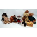 A Harrods 1998 teddy bear - height 45cm, together with three other teddy bears, a plush mouse, two