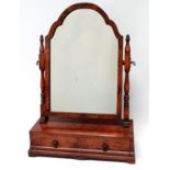 A Queen Anne style walnut toilet mirror - with a shaped rectangular plate between square and