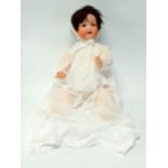 A 20th century Armand Marseille bisque head doll - with blue sleeping eyes, open mouth with teeth