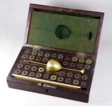 Victorian Dicas's Patent Hydrometer - contained in fitted mahogany case with various weights,