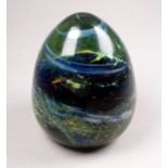 A Mdina glass paperweight - of typical form, signed to base, height 10cm.