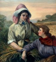 Elsie HIGGINS (British 1871-1953) The Gleaners Oil on canvas Title to label verso Picture size 66