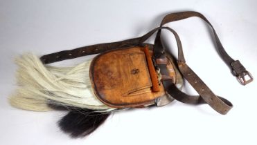 A 20th century Scouting Association sporran - horse hair and leather with brass fittings, length